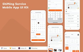 货物物流服务App应用程序UI设计模板套件 Shifting Service Mobile App UI Kit