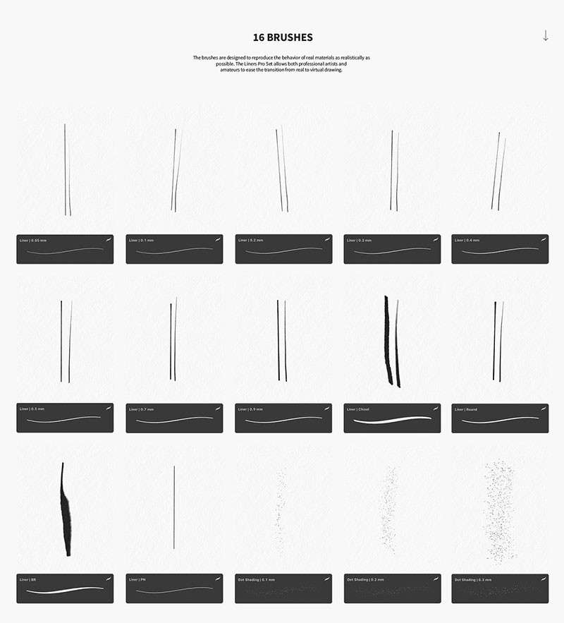 16个专业勾线笔画笔Procreate笔刷 笔刷资源 第2张