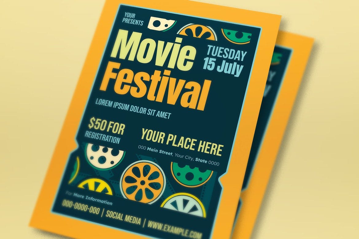 电影节海报模板下载 Movie Festival Flyer Set 设计素材 第2张