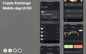 加密投资应用程序App界面设计UI套件 Crypto Exchange Mobile App UI Kit