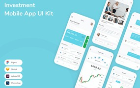 金融市场投资App应用程序UI设计模板套件 Investment Mobile App UI Kit