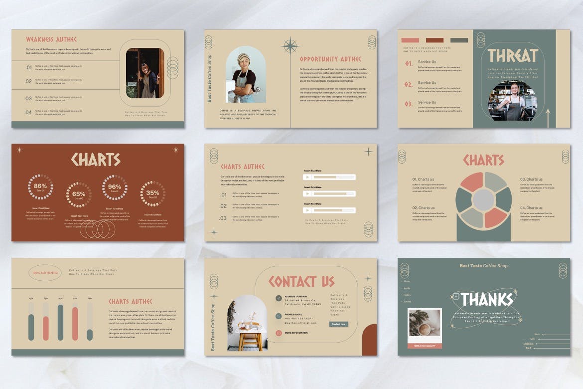 咖啡品牌PPT素材 Authec – Authentic Brands Powerpoint Template 幻灯图表 第6张
