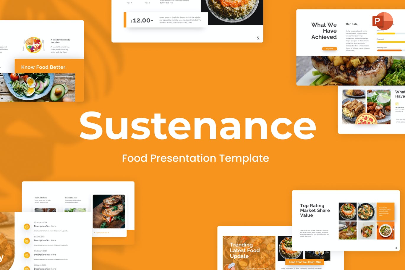 食物食品PPT演示文稿 Sustenance Food PowerPoint Template 幻灯图表 第1张