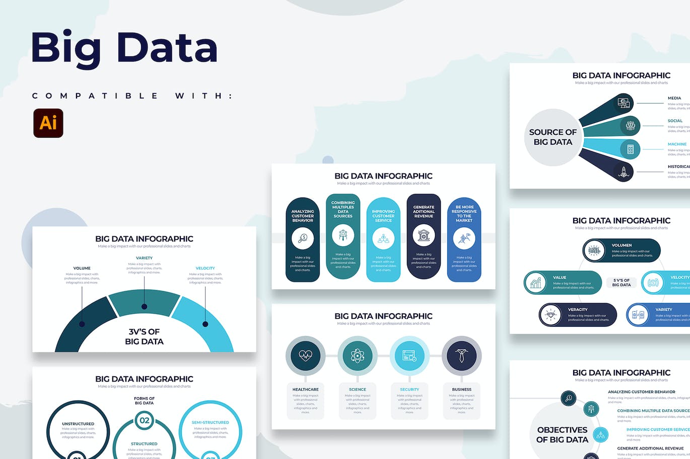 大数据信息图表矢量模板 Business Big Data Illustrator Infographics 幻灯图表 第1张