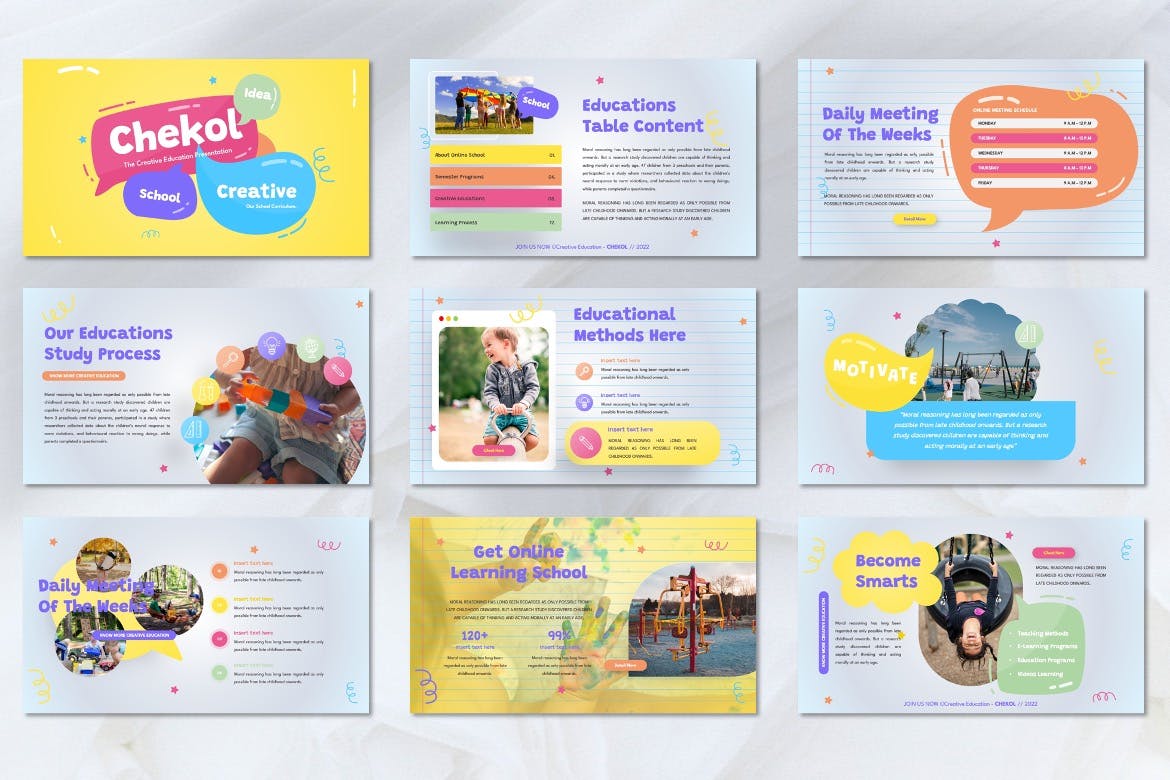 儿童教育创意PPT设计模板 Chekol – Education Creative Powerpoint Template 幻灯图表 第4张