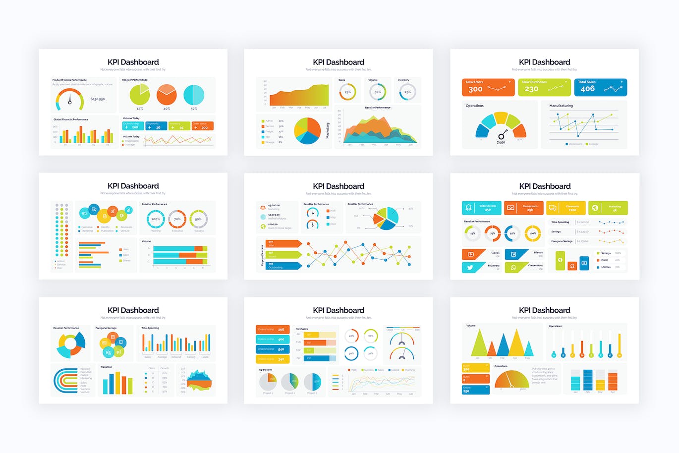 营销KPI仪表盘信息图表设计AI矢量模板 Marketing KPI Dashboard Illustrator Infographics 幻灯图表 第3张
