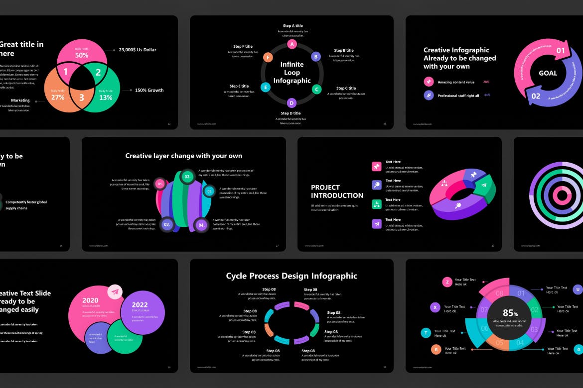 循环信息图表PPT模板 Cycle Infographic PowerPoint Template 幻灯图表 第4张