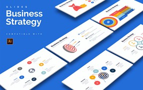 业务战略信息图表设计AI矢量模板 Business Strategy Illustrator Infographics
