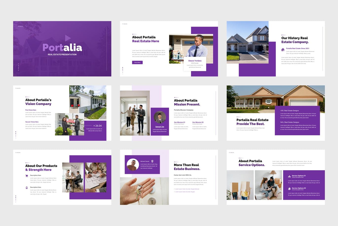 房地产业务Powerpoint模板下载 Portalia – Real Estate PowerPoint Template 幻灯图表 第4张
