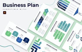 商业计划信息图表设计AI矢量模板 Business Plan Illustrator Infographics
