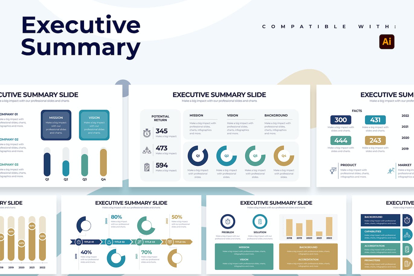 项目简介摘要信息图表设计AI矢量模板 Business Executive Summary Illustrator Infographic 幻灯图表 第1张