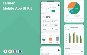 农场数据App应用程序UI设计模板套件 Farmer Mobile App UI Kit