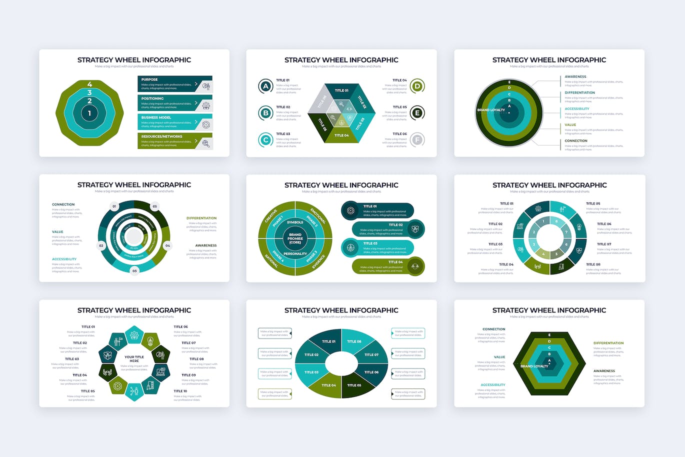 战略轮毂信息图表矢量模板 Business Strategy Wheel Illustrator Infographics 幻灯图表 第3张