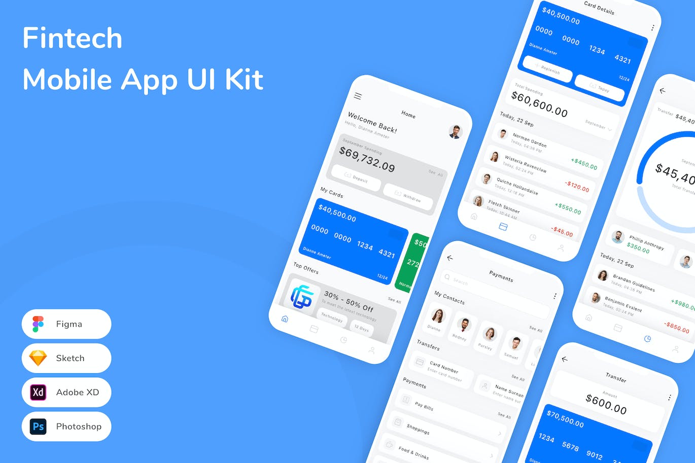 电子钱包银行App手机应用程序UI设计素材 Fintech Mobile App UI Kit APP UI 第1张