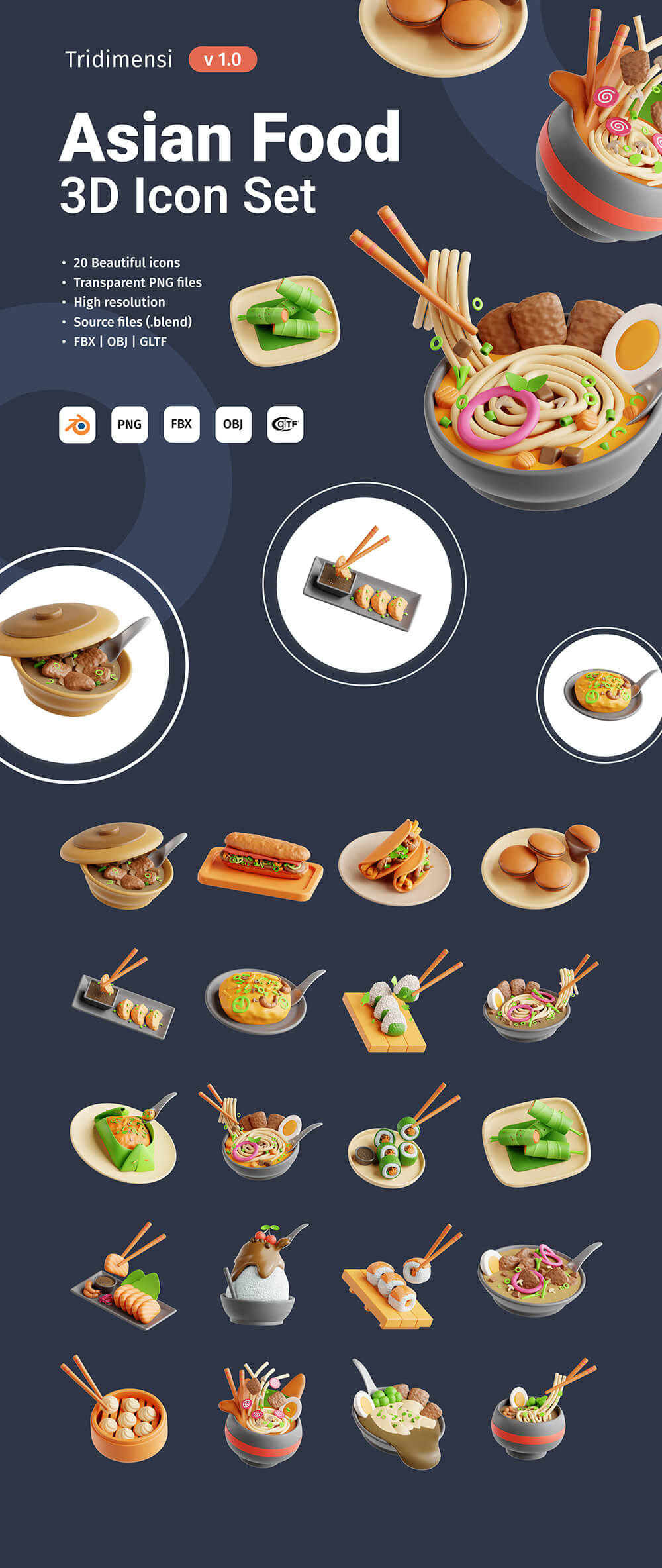 3D亚洲美食食品图标 图标素材 第1张