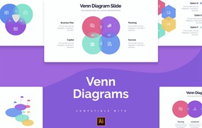 文氏图/维恩图信息图表设计AI矢量模板 Business Venn Diagrams Illustrator Infographics