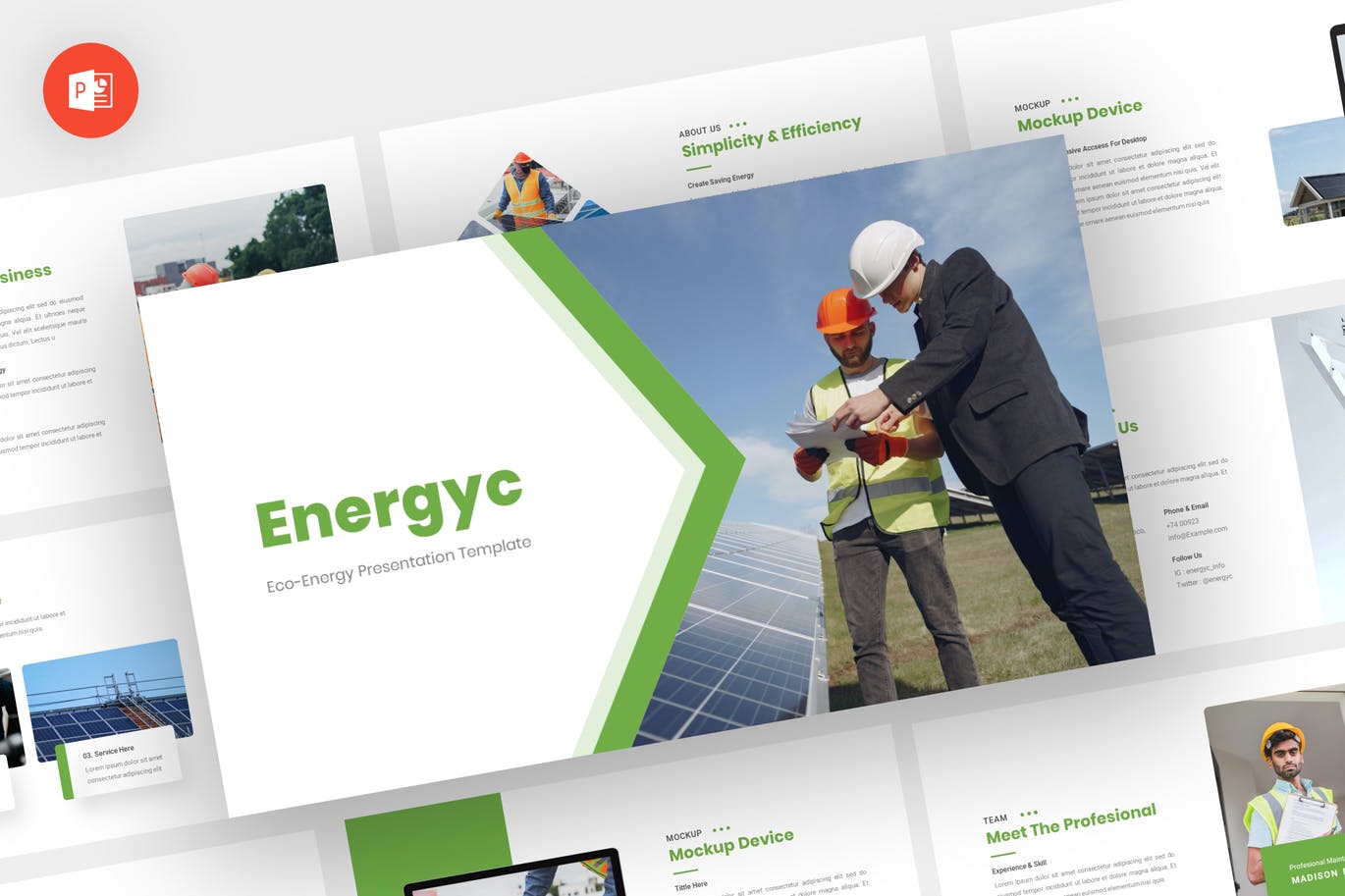 环保生态能源PPT素材 Energyc – Eco Energy Powerpoint Template 幻灯图表 第1张