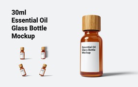 30ml精油玻璃瓶包装设计样机 30ml Essential Oil Glass Bottle Mockup