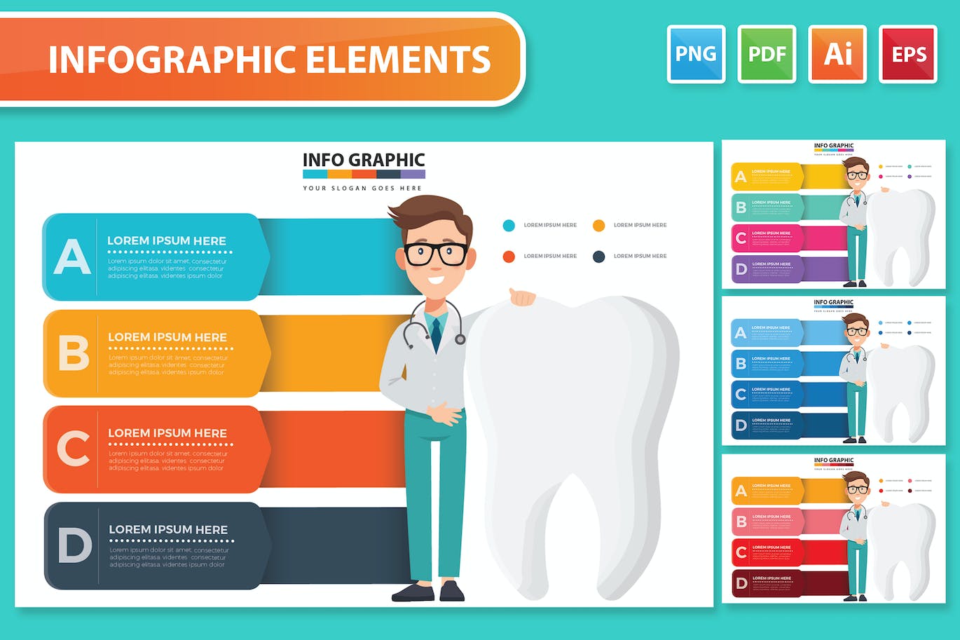 牙齿和医生信息图表设计素材 Tooth And Doctor Infographics 幻灯图表 第1张