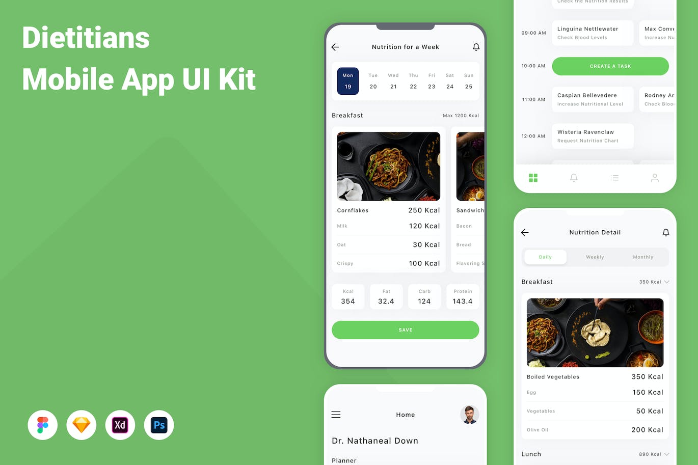 营养食谱App应用程序UI设计模板套件 Dietitians Mobile App UI Kit APP UI 第1张
