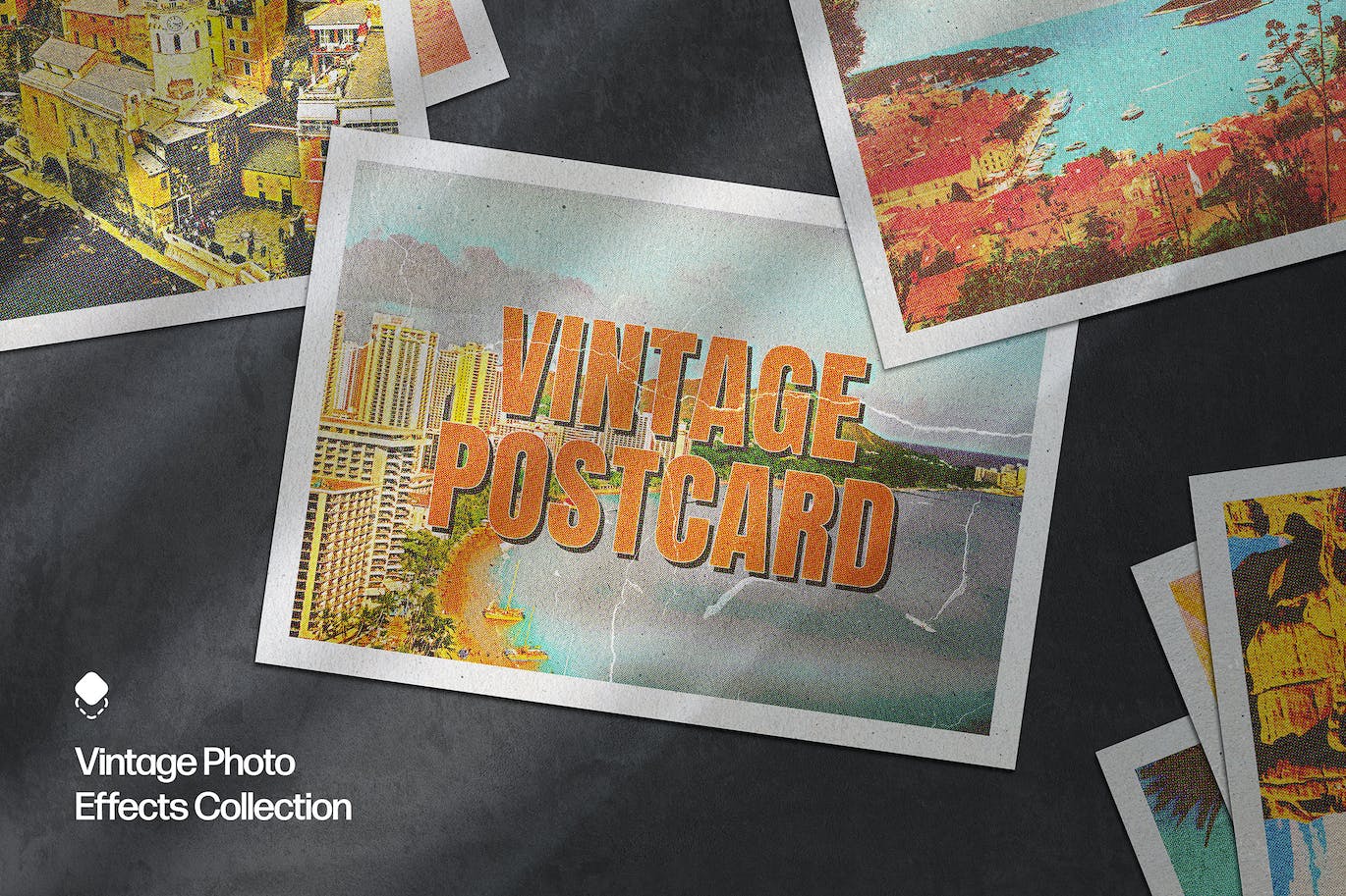 复古明信片照片特效PS图层样式 Vintage Postcard Photo Effect 插件预设 第1张