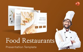 美食餐厅PPT幻灯片模板素材 Food Restaurant PowerPoint Template