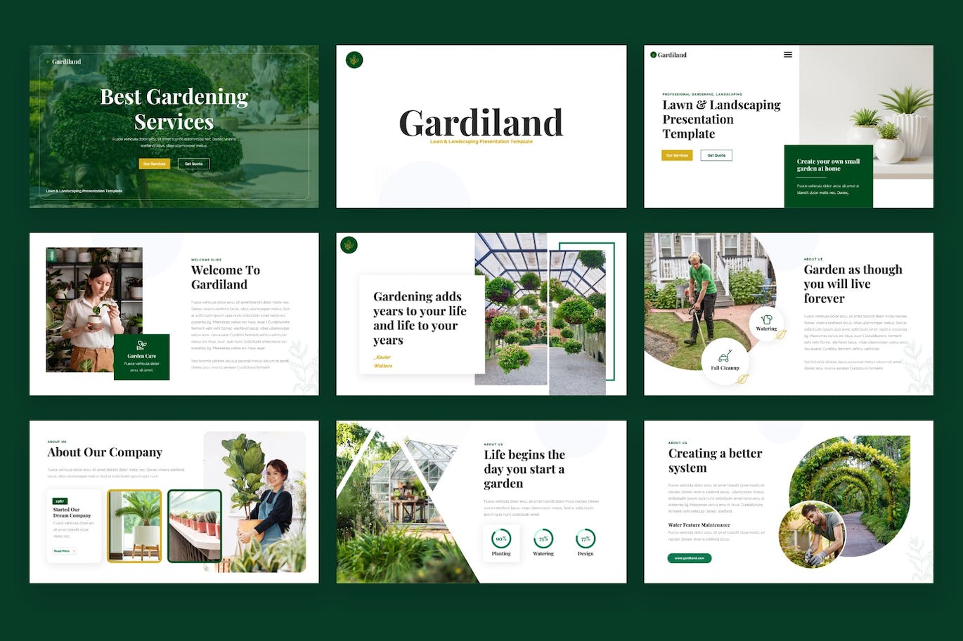 草坪和园林绿化PPT幻灯片设计模板 GARDILAND – Lawn & Landscaping Powerpoint Template 幻灯图表 第5张