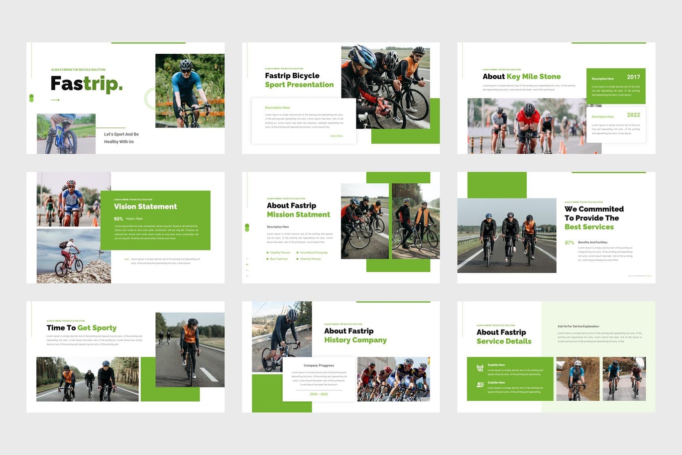 自行车运动Powerpoint模板 Fastrip – Bicycle Sport PowerPoint Template 幻灯图表 第3张