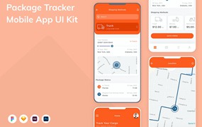 包裹跟踪App应用程序UI设计模板套件 Package Tracker Mobile App UI Kit