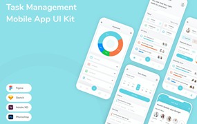 任务管理应用程序App界面设计UI套件 Task Management Mobile App UI Kit