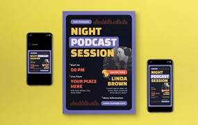 播客会议传单模板下载 Podcast Session Flyer Set