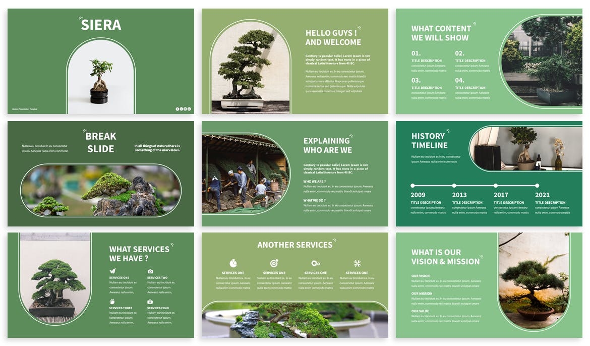 生态植物园艺PPT模板 Siera – Eco Plant Powerpoint Template 幻灯图表 第2张