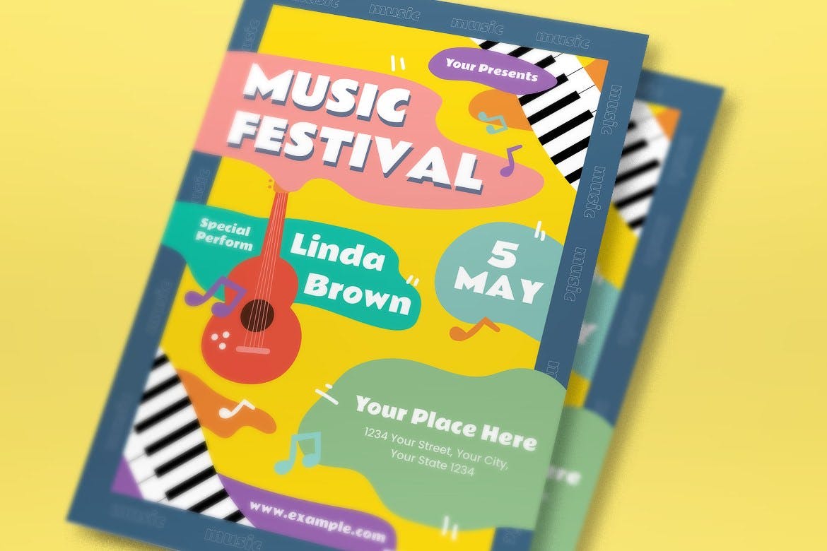 音乐节活动传单模板 Music Festival Flyer Set 设计素材 第3张