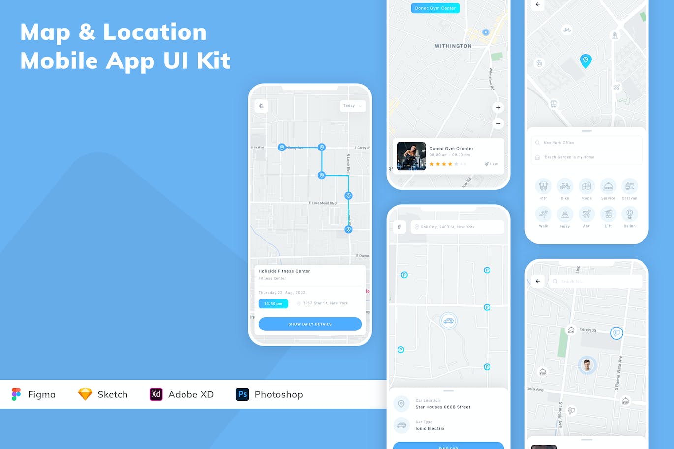 地图和位置应用程序App界面设计UI套件 Map & Location Mobile App UI Kit APP UI 第1张