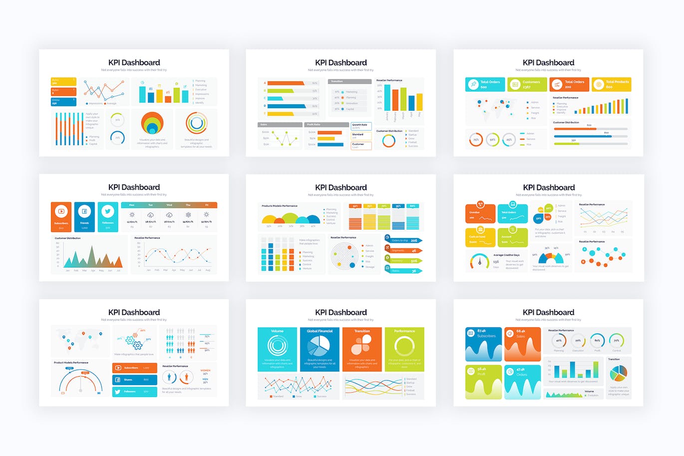营销KPI仪表盘信息图表设计AI矢量模板 Marketing KPI Dashboard Illustrator Infographics 幻灯图表 第2张
