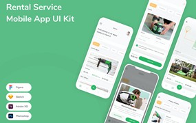 租赁租借服务App手机应用程序UI设计素材 Rental Service Mobile App UI Kit