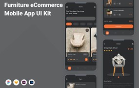 家具电子商务App应用程序UI设计模板套件 Furniture eCommerce Mobile App UI Kit