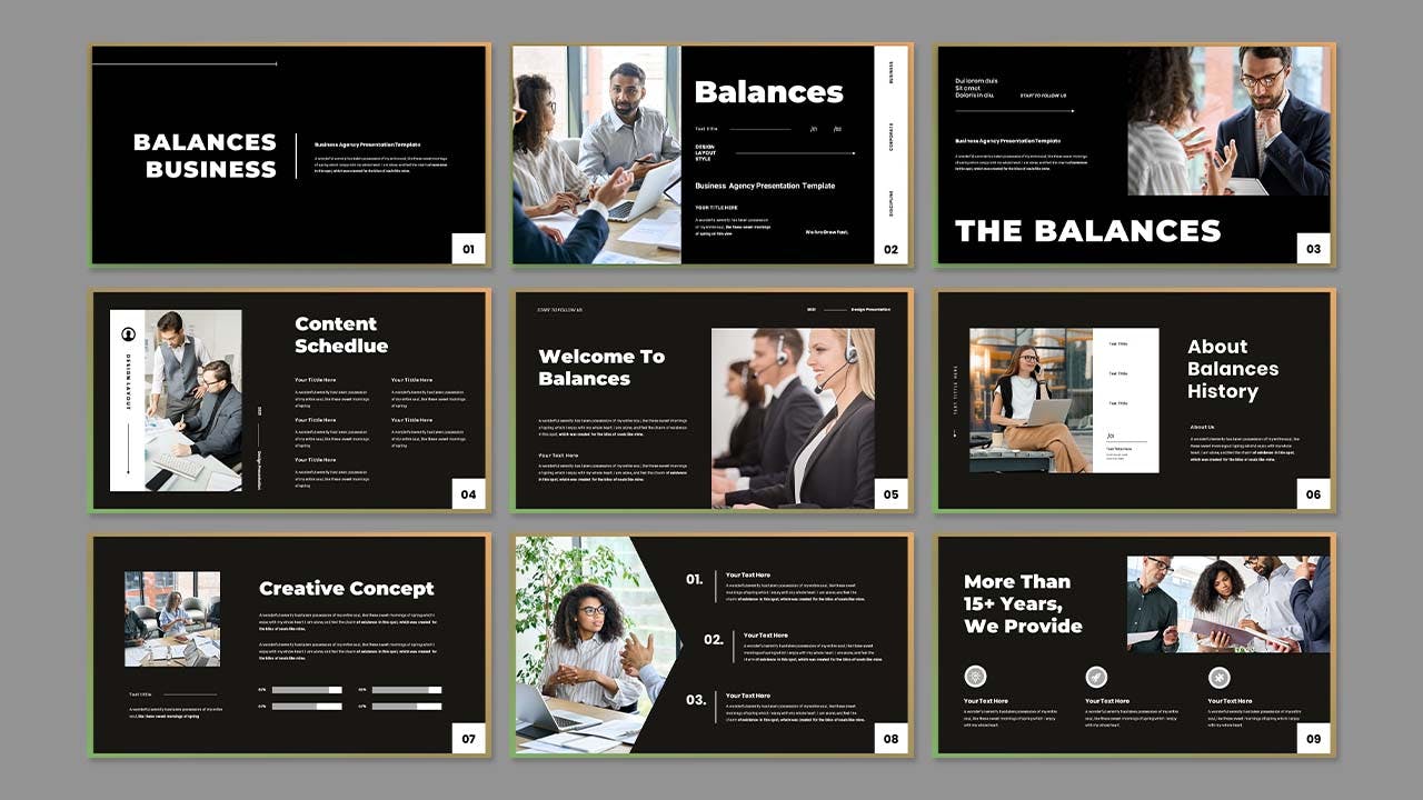 公司产品介绍PPT演示幻灯片模板 Balances Business Presentation PowerPoint Template 幻灯图表 第3张