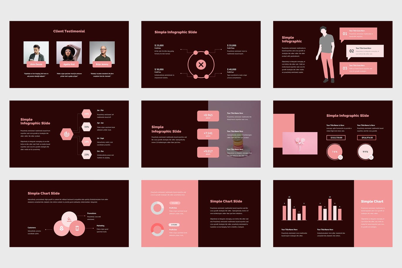 多用途粉色PPT设计模板 Hanora – Multipurposes Pink Powerpoint Template 幻灯图表 第6张