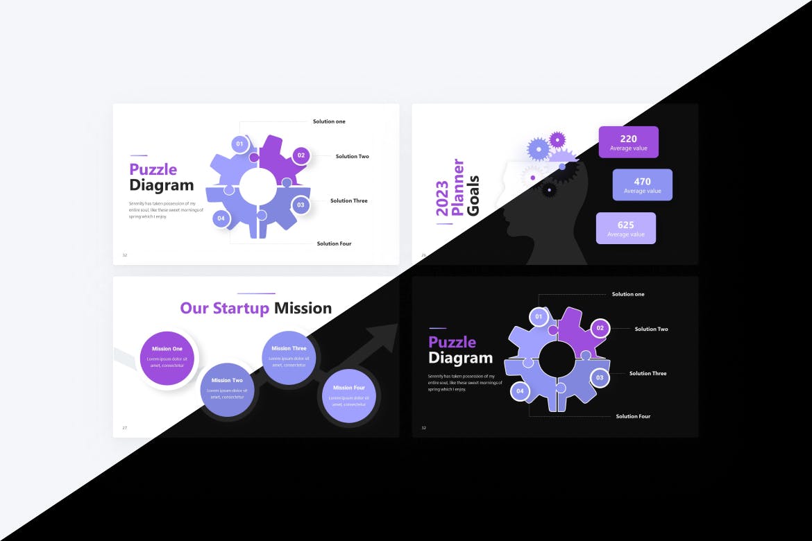 现代创业几何紫色PPT幻灯片设计模板 Gonow Purple Modern Startup Geometric PowerPoint 幻灯图表 第3张