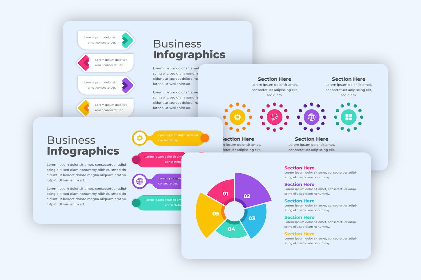 创意步骤信息数据图表设计素材 Creative Infographics Bundle 幻灯图表 第1张