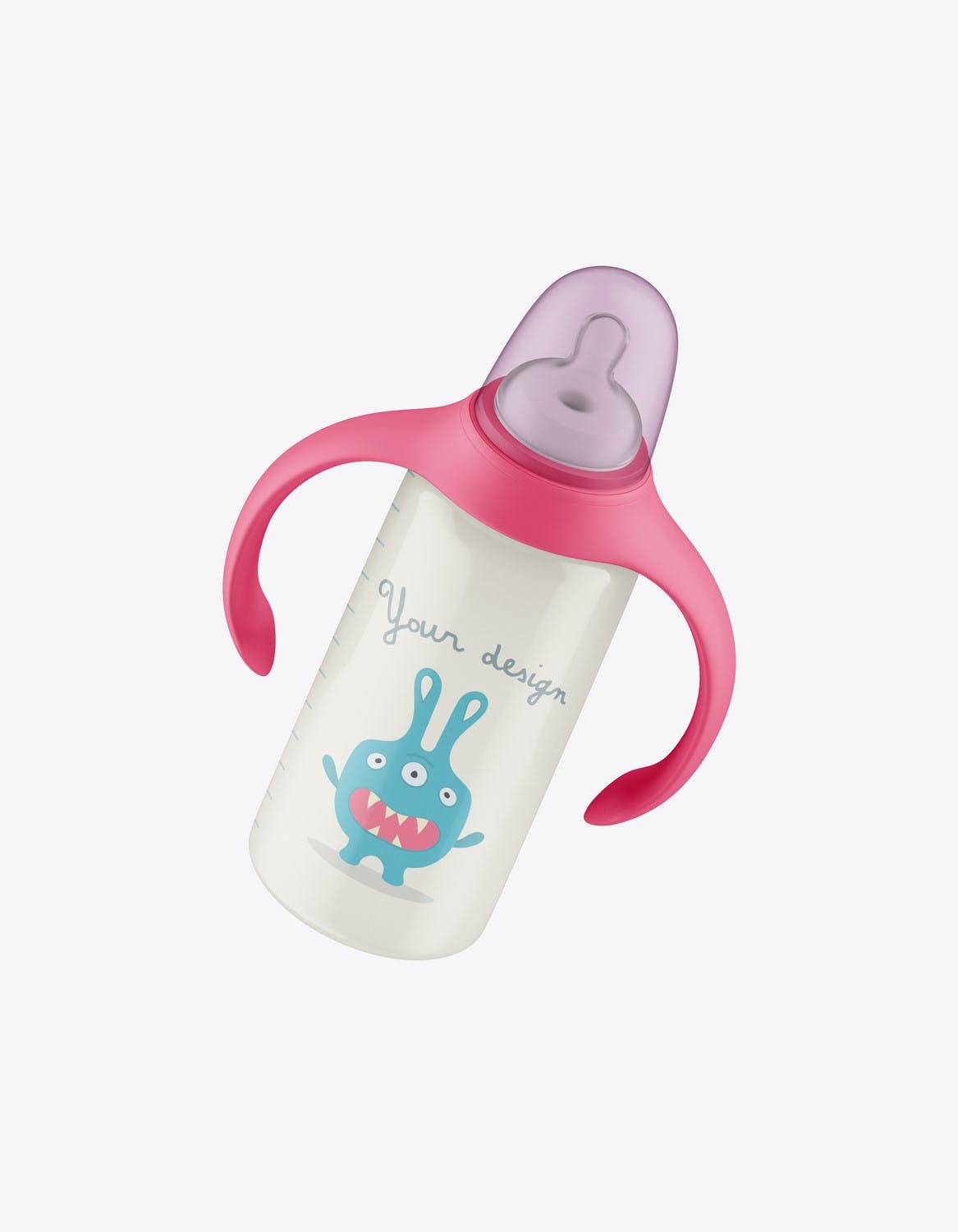带把手的婴儿奶瓶包装设计样机 Baby Bottle with Handles Mockup 样机素材 第3张