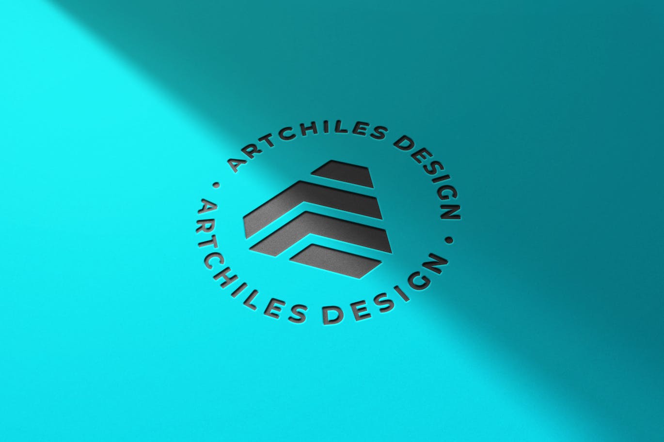 蓝色浮雕工艺Logo设计样机 Embossed Design Mockup 样机素材 第1张