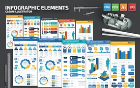 办公数据图表元素设计模板 Infographics Elements