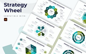 战略轮毂信息图表矢量模板 Business Strategy Wheel Illustrator Infographics