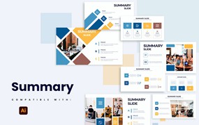 企业总结信息图表矢量模板 Business Summary Slides Illustrator Infographics
