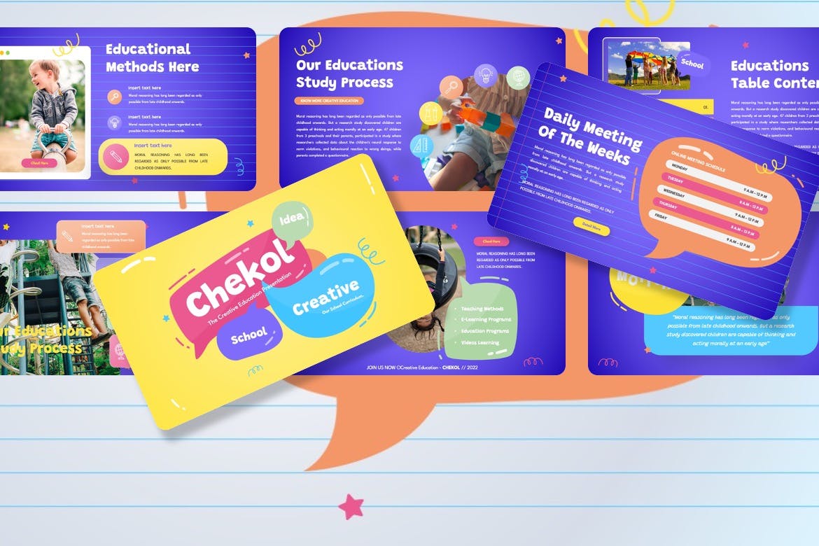 儿童教育创意PPT设计模板 Chekol – Education Creative Powerpoint Template 幻灯图表 第6张