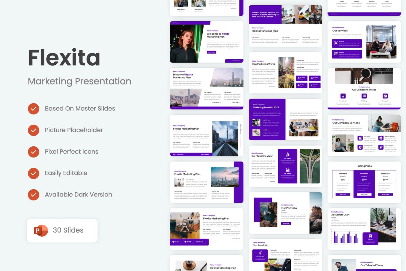 营销销售PPT幻灯片设计模板 Flexita – Marketing PowerPoint Template 幻灯图表 第1张