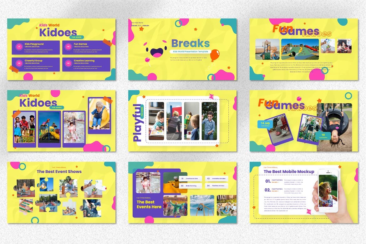 儿童世界PPT创意模板 Kidoes – Kids World Powerpoint Templates 幻灯图表 第7张