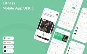 健身应用程序App界面设计UI套件 Fitness Mobile App UI Kit